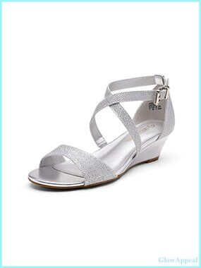 Women's Low Wedge Sandals Ankle Strap Open Toe Dress Shoes